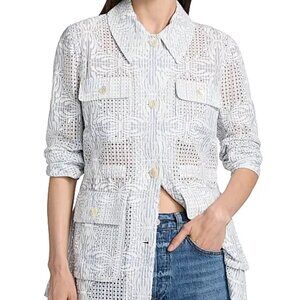 Veronica Beard Kiki Eyelet Embroidered Jacket Color Blue White Size 4